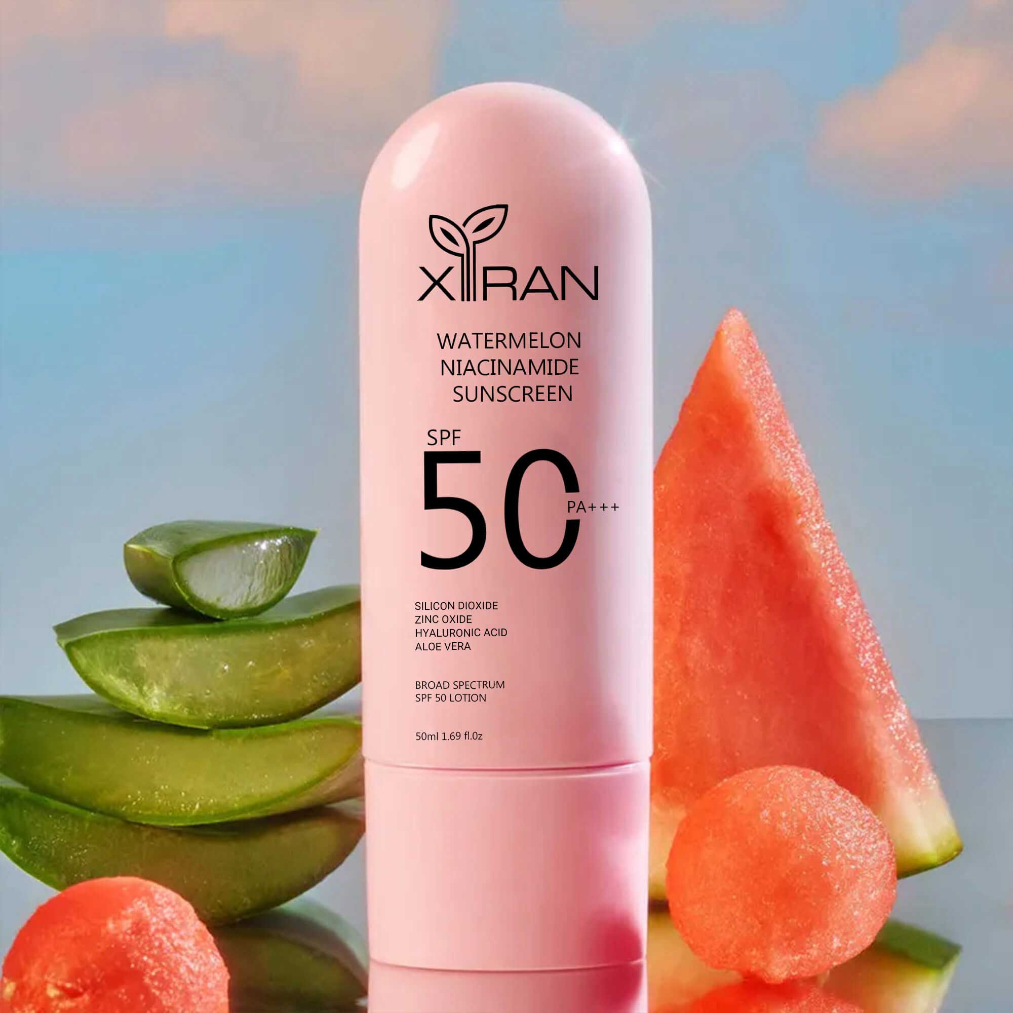 private label 100% natural organic watermelon niacinamide sunscreen spf 50+++
